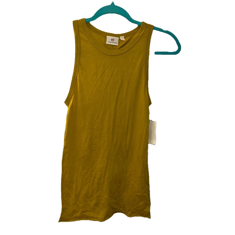 Ag Adriano Goldschmied Tank Top Shirt Women's Small Yellow Crew Neck Sleeveless